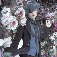 Anime Black Butler cosplay sebas tian Ciel Phantomhive Cosplay Costume devil uniforms black suit A vevefhuang black deacon black butler ciel phantomhive cosplay dress princess clothing costume with hat glove