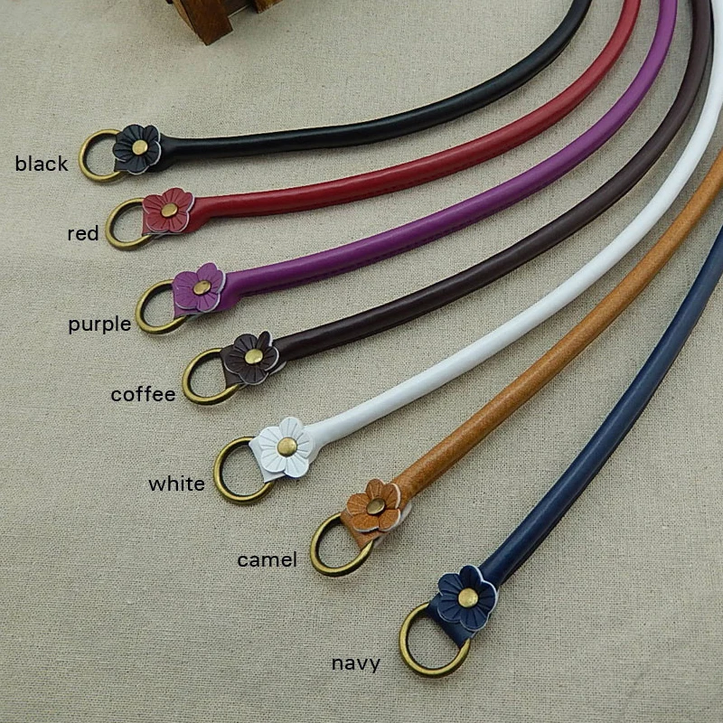 1 Pair Bag Handles DIY Bag Belt Quality Split Leather Bag Accessories Flower Bolsa Part Bag