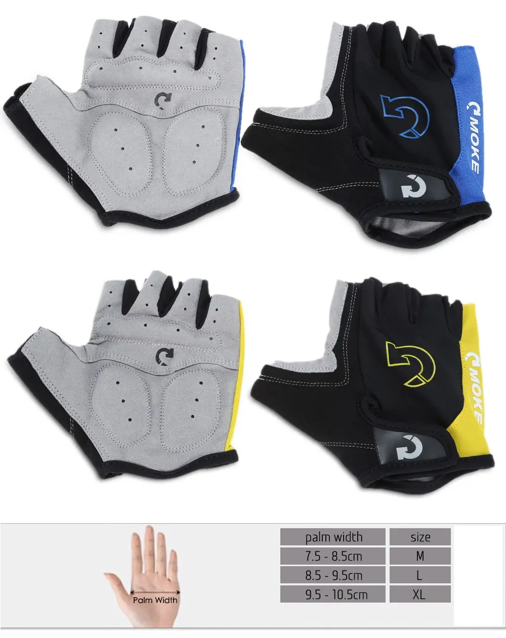 

MOKE Adjustable Half Finger 4 Colors Outdoor Cycling Half Finger Glove Men Women Sports Anti Slip Gel Pad Motorcycle Road Bike