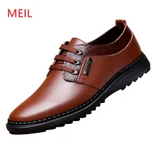 MEIL Mens Shoes Casual Genuine Leather Handmade Mens Shoes Zapatos Hombres Brand Lace-Up Leather Shoes men Oxfords opp 2017 men s leather dress shoes patent leather with buckle casual dress shoes low heel zapatos hombres oxfords for men