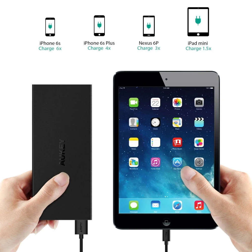 Внешний аккумулятор AUKEY быстрая зарядка 2 0 16000 мАч для Nintendo Switch iPhone X/8/Plus/7/6 s Samsung S8 +