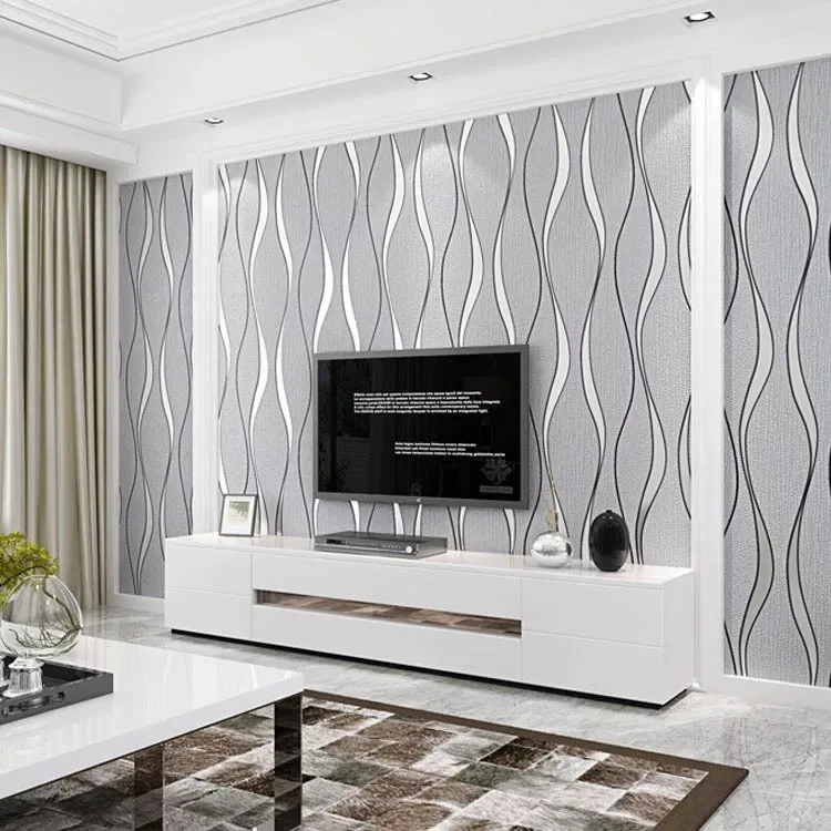 

Modern Fashion Non-woven WallPaper Flocking Wall paper Rolls for Living Room Bedroom Background Wall Decor Home Improvement
