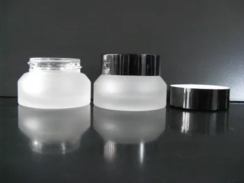

15g clear frosted glass cream jar with black aluminum lid, 15g cosmetic jar,packing for sample/eye cream,mini jar