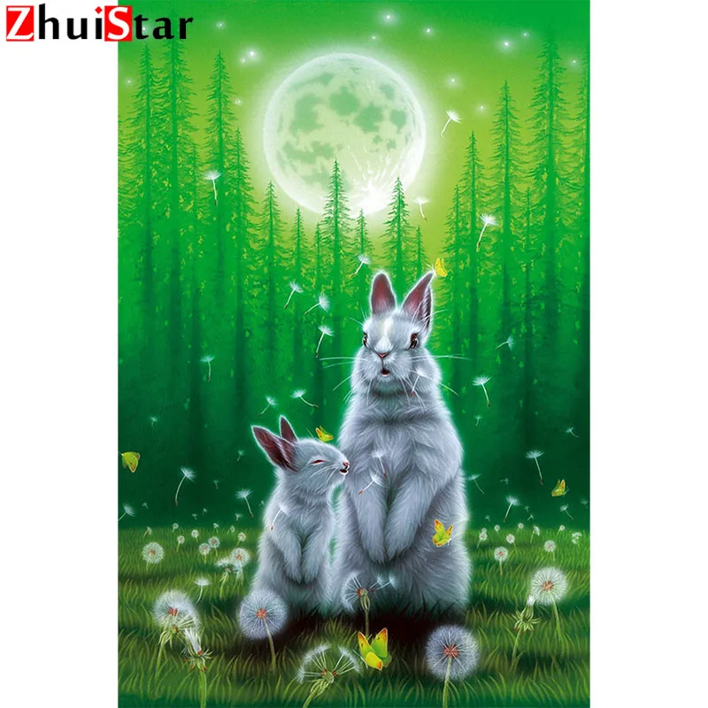 

Diamond painting 5D DIY diamond embroidery animal rabbit cross stitch square diamond rhinestone mosaic home decoration ZWQ