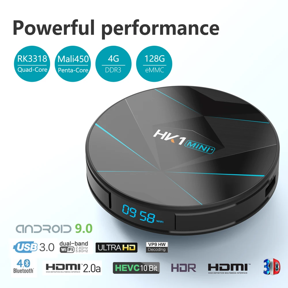 HK1MINI + الروبوت 9.0 مربع التلفزيون الذكية RK3328 رباعية النواة 4G + 128G 2.4G و 5 GHz المزدوج WIFI BT4.0 جوجل لاعب 4 K 3D مستقبل التلفاز مجموعة أعلى مربع