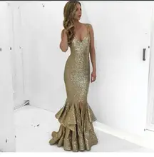 2017 Sexy Abendkleid Abendkleider Goldene V-ausschnitt Pailletten Spitze Split Neue Ankunft Preiswerte tee-länge Abschlussball-partei-kleid kleid