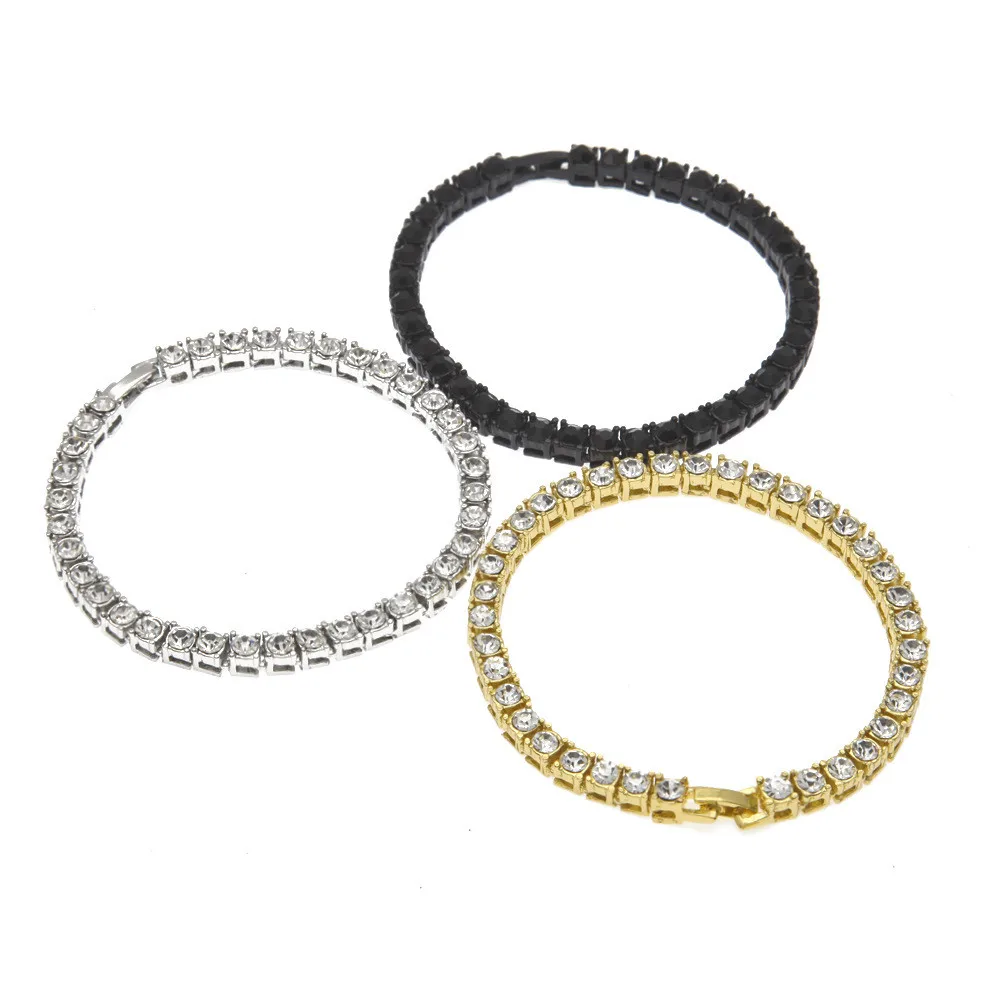 

2019 New Silver Women Bangles Love Bracelet Hip Hop Men Series Rhinestone Bracelet Chain Bling Crystal Bracelet