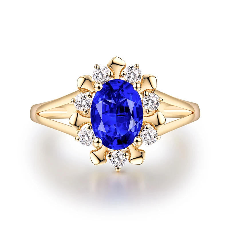 Женское кольцо из желтого золота карат с танзанитом|natural tanzanite|yellow gold diamondgold natural |