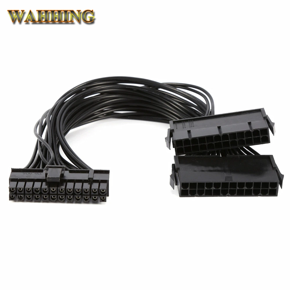 ATX Mining 30cm 24 Pin Dual PSU Power Supply Extension Cable for Computer Adaptor Cable Connector for Mining 24Pin 20+4pin