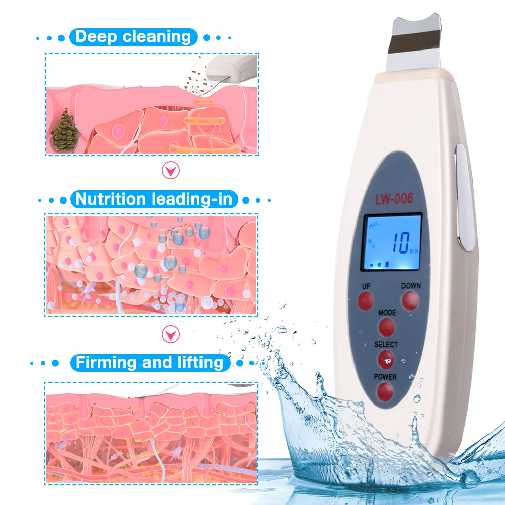 Cheap Beauty Star Ultrasonic Skin Scrubber Cleanser Face Cleaning Acne Removal Galvanic Facial Spa Ultrasound Peeling Clean Tone Lift