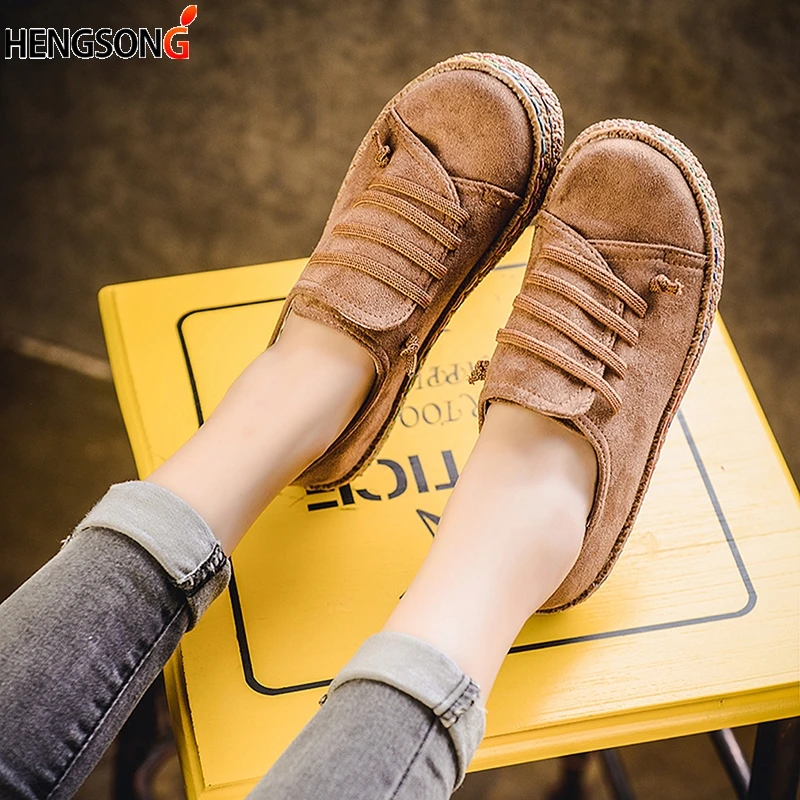 2018 New Spring Women Flats Shoes Loafers Round Toe Wide Shallow Slip-on Casual Lady Flats Shoes Slip On Oxford Shoes
