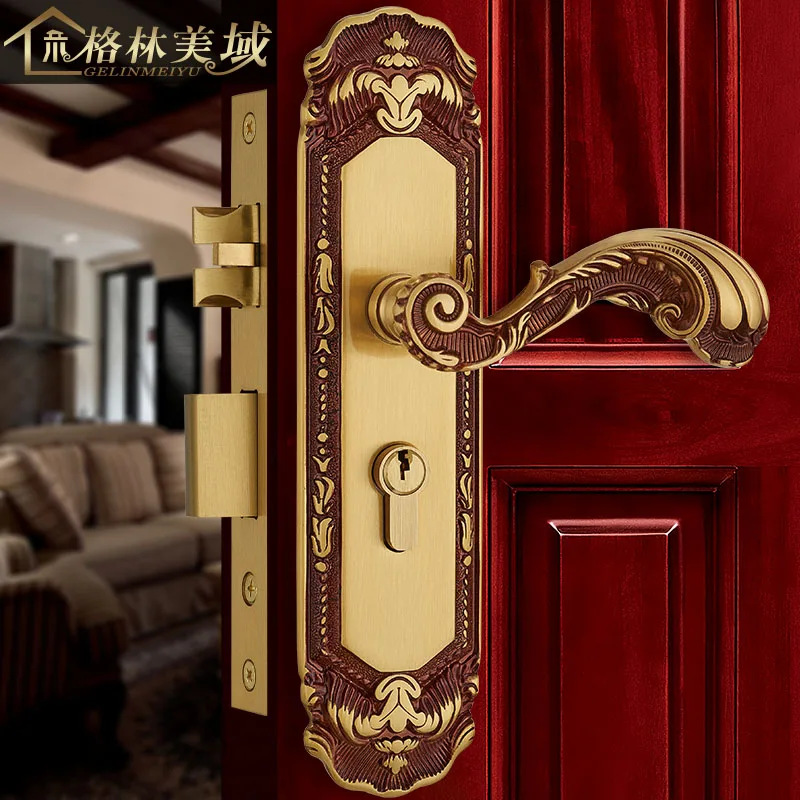 European door lock pure copper antique interior bedroom door lock villa full copper solid wood door lock European door lock pure copper antique interior bedroom door lock villa full copper solid wood door lock