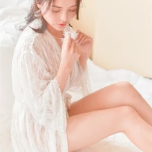 Женский кружевной халат, летняя сексуальная одежда для сна, кружевной шифоновый халат, Дамский винтажный халат, ночная рубашка, сексуальный стиль, 8 цветов