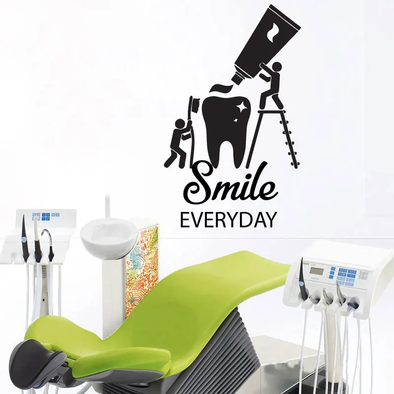 Shiny Teeth Stomatology Decal Dental Clinic Window Glass Vinyl Sticker Dentist Smile Wall Art