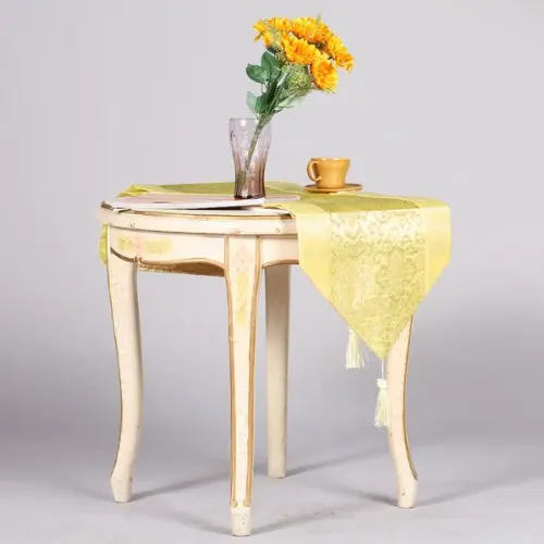 78 x 13 Inch Brocade Table Runner Antique Gold