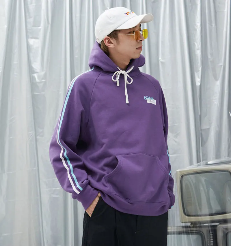 Stripe Hooded Embroidery Brain Pullover Hoodies 3