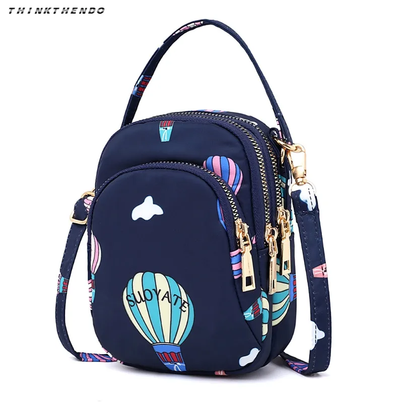 THINKTHENDO, модная женская наплечная сумка через плечо на молнии, наплечная сумка для мобильного телефона, Женская многофункциональная Сумочка, сумочка на запястье, новинка - Цвет: Deep blue balloon