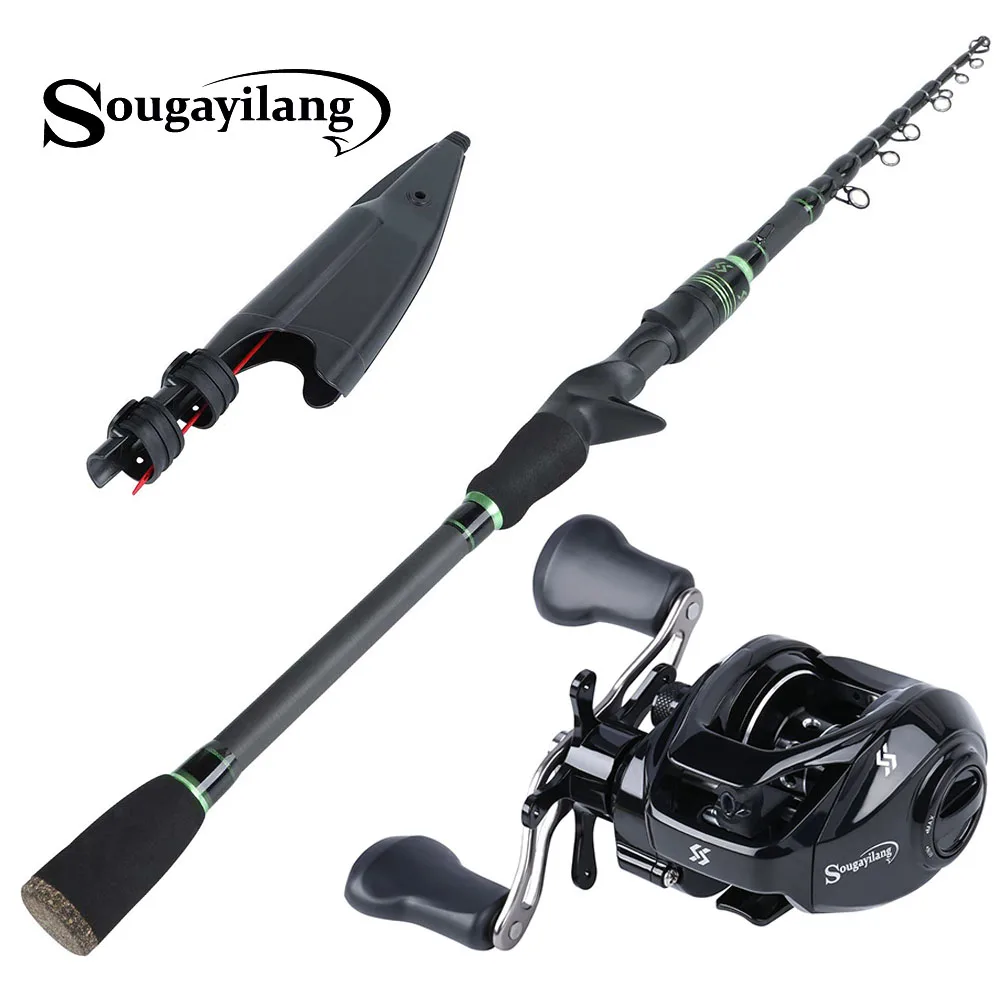Sougayilang 1.8m 2.1m Telescopic Carbon Portable Fishing Rod with Baitcasting Reel Combo Freshwater Travel Bass Carp Fishing Sougayilang 1.8m 2.1m Telescopic Carbon Portable Fishing Rod with Baitcasting Reel Combo Freshwater Travel Bass Carp Fishing