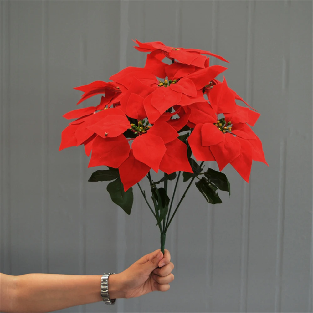 Украшение для дома романтическая жизнь красный искусственный Poinsettia Рождественский цветочный букет Рождественские Праздничные вечерние украшения