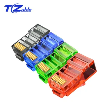 

RJ45 8P8C Connector Cat5e Color Network Cable Crystal Head Pure Copper Gold Plating Plug Computer Ethernet Network Adapter 100pc