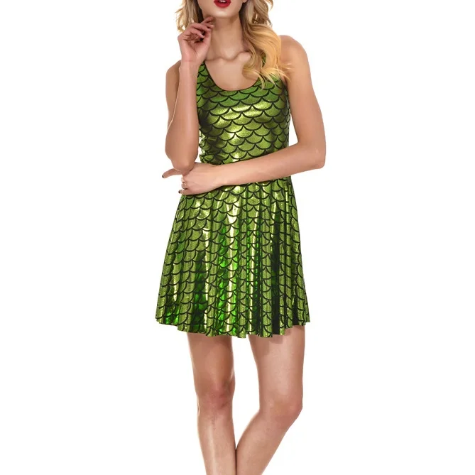 Лидер продаж красочные сексуальные Для женщин теннис спортивный плиссированное платье Vogue тонкий эластичный рыбьей чешуи приталенное Платья вечерние Спорт платье 4XL - Цвет: Light green