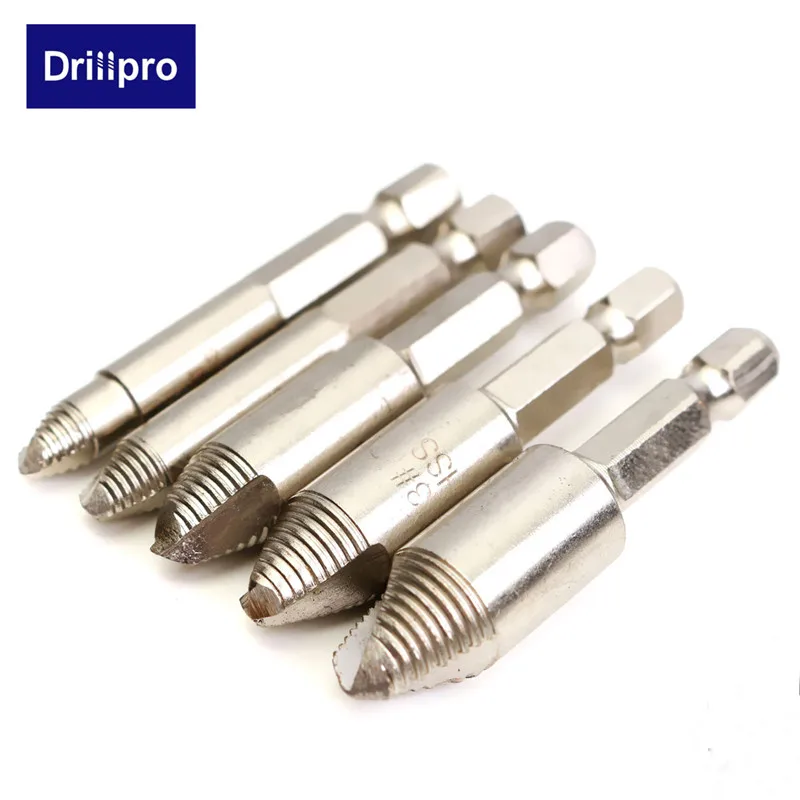 Drillpro 5 шт. шнековый экстрактор Сверла Набор инструментов 1/" шестигранный хвостовик с чехлом легко принять инструменты для деревообработки