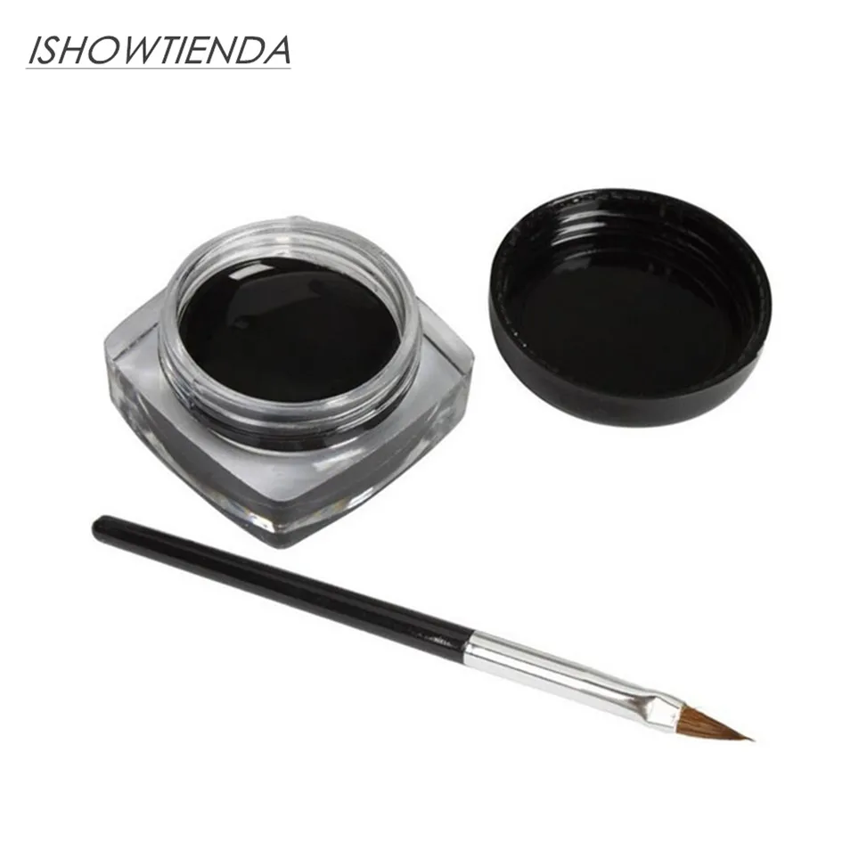 ISHOWTIENDA 1 шт. гелевая подводка для глаз с кистями для макияжа Черные Водонепроницаемые тени для век набор для подводки