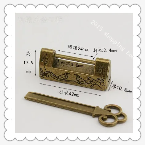 

A08 Furniture accessories Mini small antique lock box cross open padlock Chinese ancient locks Zinc alloy
