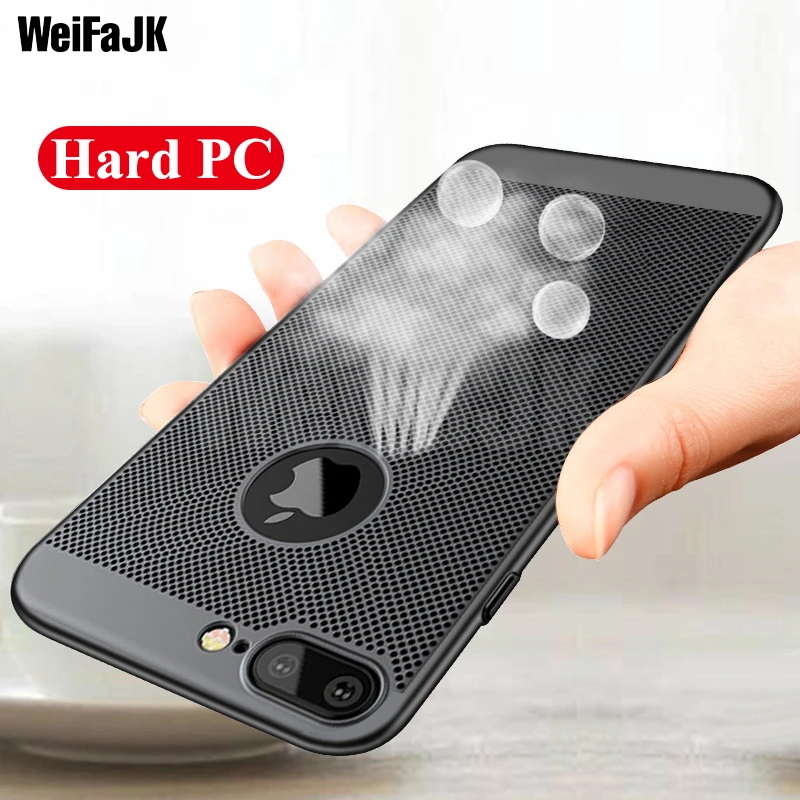 

WeiFaJK Luxury Phone Case For iPhone 5s 6 6s Plus 7 Case Breathable Heat Dissipation Protective Cover For iPhone 7 8 Plus X Case