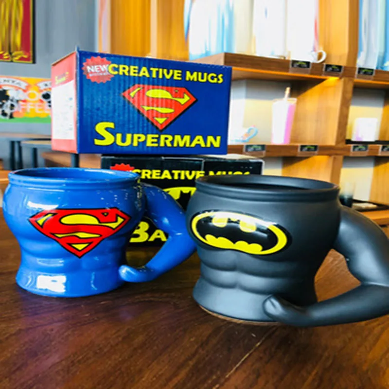 1 шт. креативная чашка для молока Лига Справедливости Супермен Бэтмен фарфоровая чашка Питьевая утварь мультяшный стиль Черный Синий 300 мл