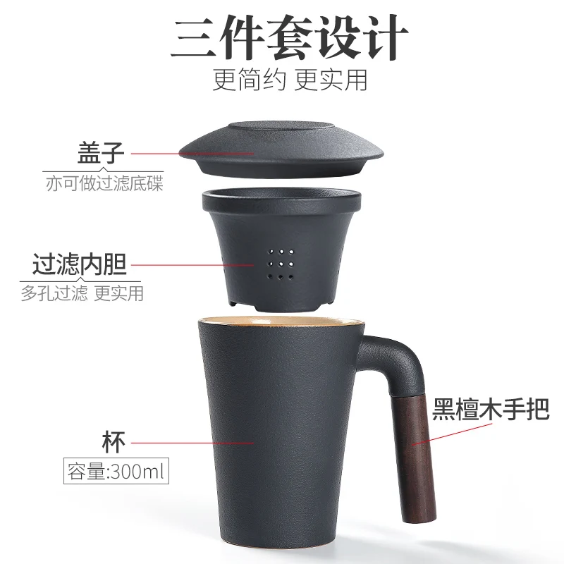 Японская керамическая кружка Офисная с крышкой большая емкость керамический