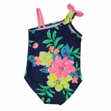 Детское бикини с цветочным принтом для маленьких девочек; детская цельная одежда для плавания; плавательный костюм без рукавов; купальный костюм; летняя пляжная одежда для девочек