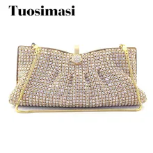 Золотая женская вечерняя сумочка, женский клатч со стразами и кристаллами, маленькая сумочка на плечо, золотой свадебный кошелек, вечерние сумки, s