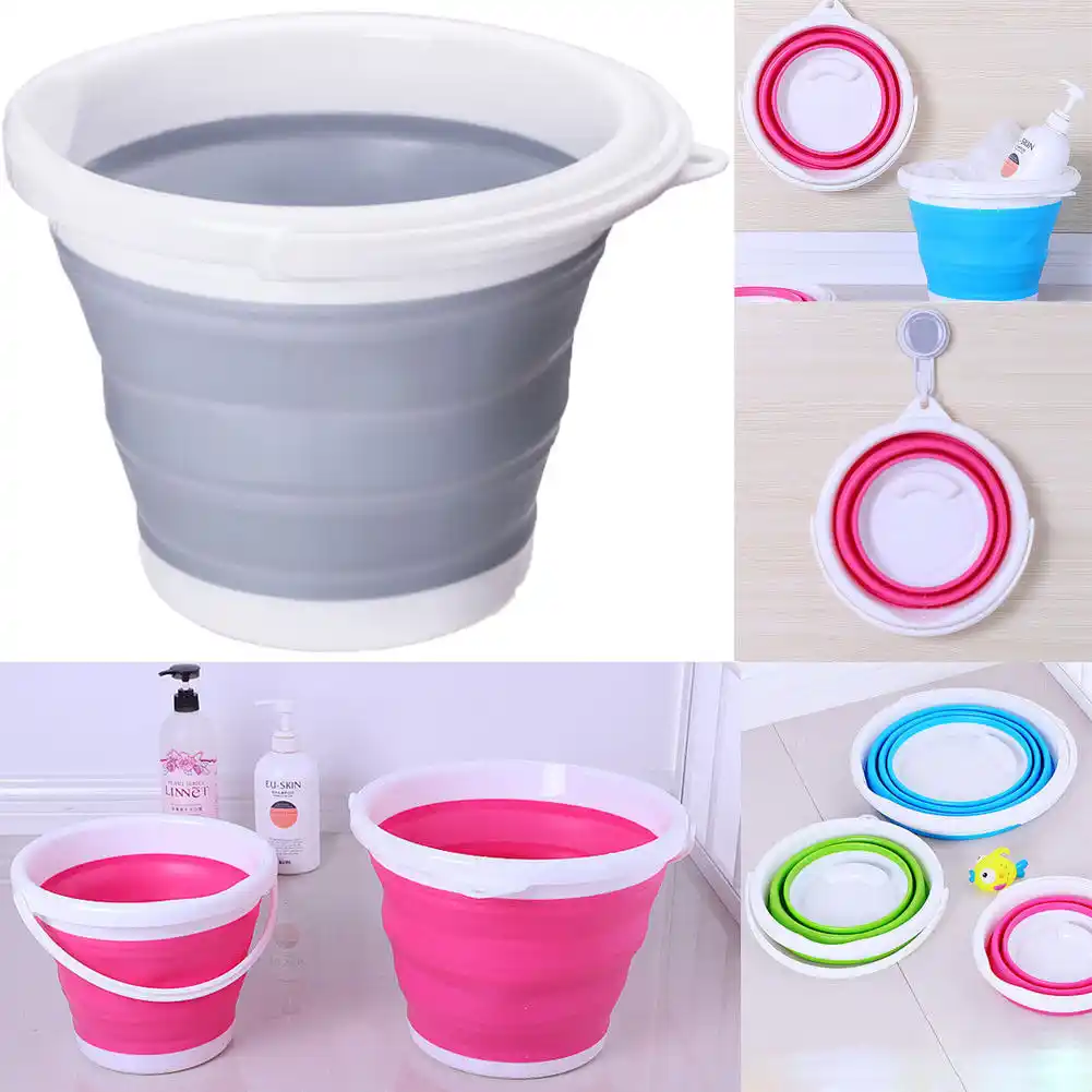 3//5//10L Foldable Silicone Bucket Camping Hiking Traveling Fishing Basin Durable