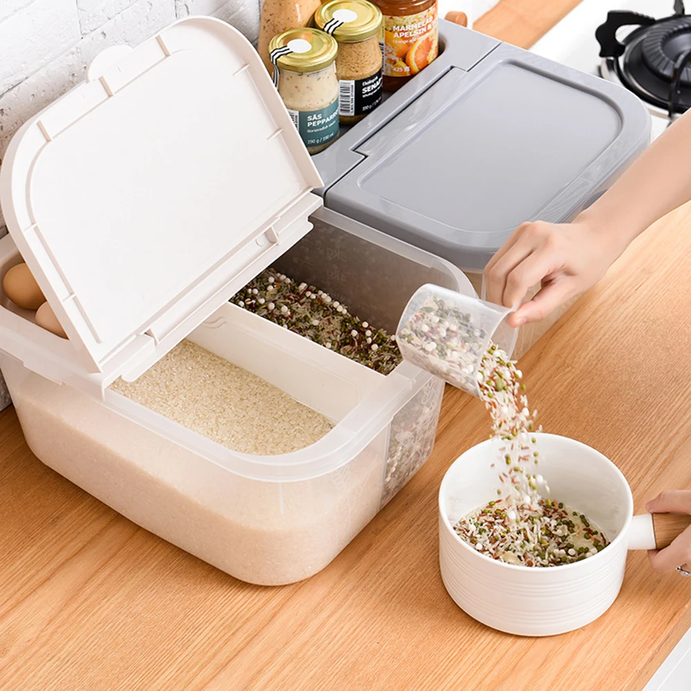 Универсальный коробка для хранения риса пластик большой еда Контейнеры Для Хранения Зерна Ведро дома 10 кг #4 Вт