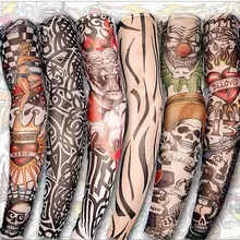 2 шт./лот панк Для мужчин Для женщин защита от ультрафиолета Череп Стиль Поддельные рукава для татуировки митенки для женщин растягивается и пропускает воздух разные цвета