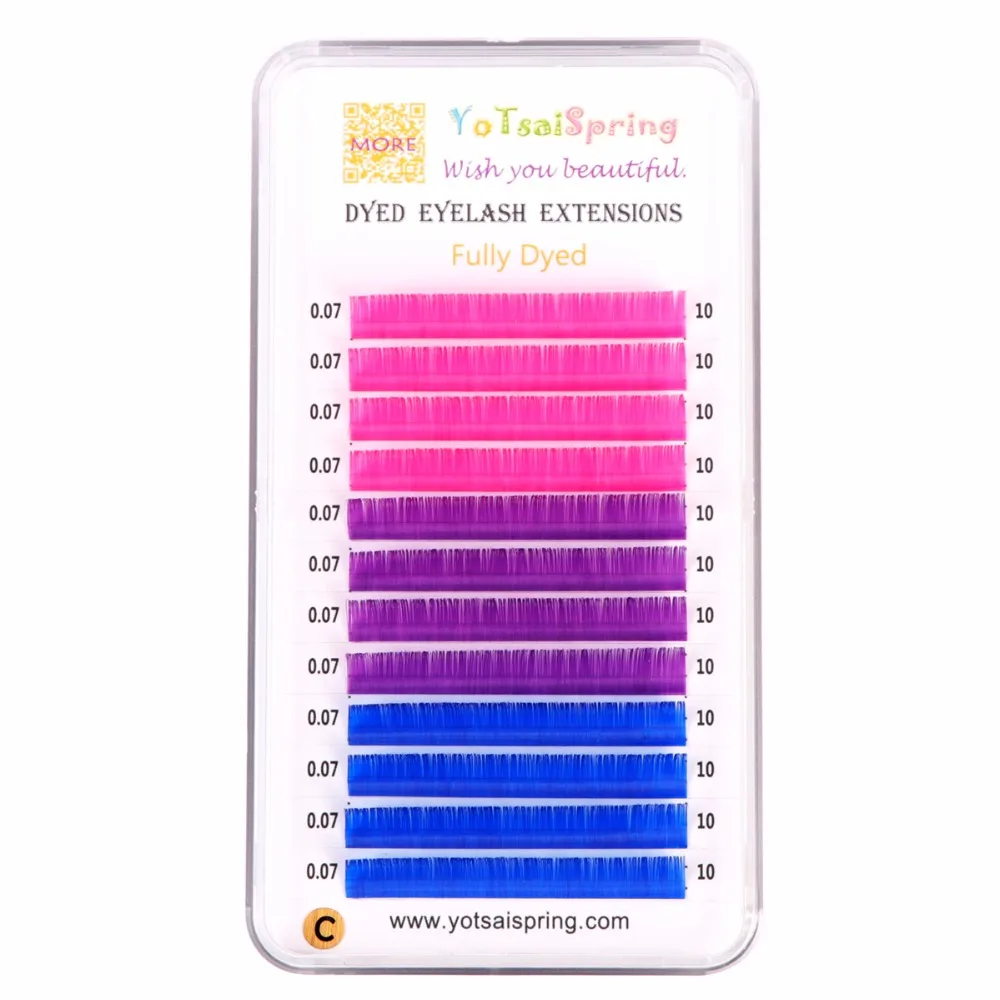 0,07 смешанных цветов(пурпурный Фиолетовый Синий в одном лотке) Наращивание ресниц для снятия фаски макияж глаз профессиональный цвет ресниц