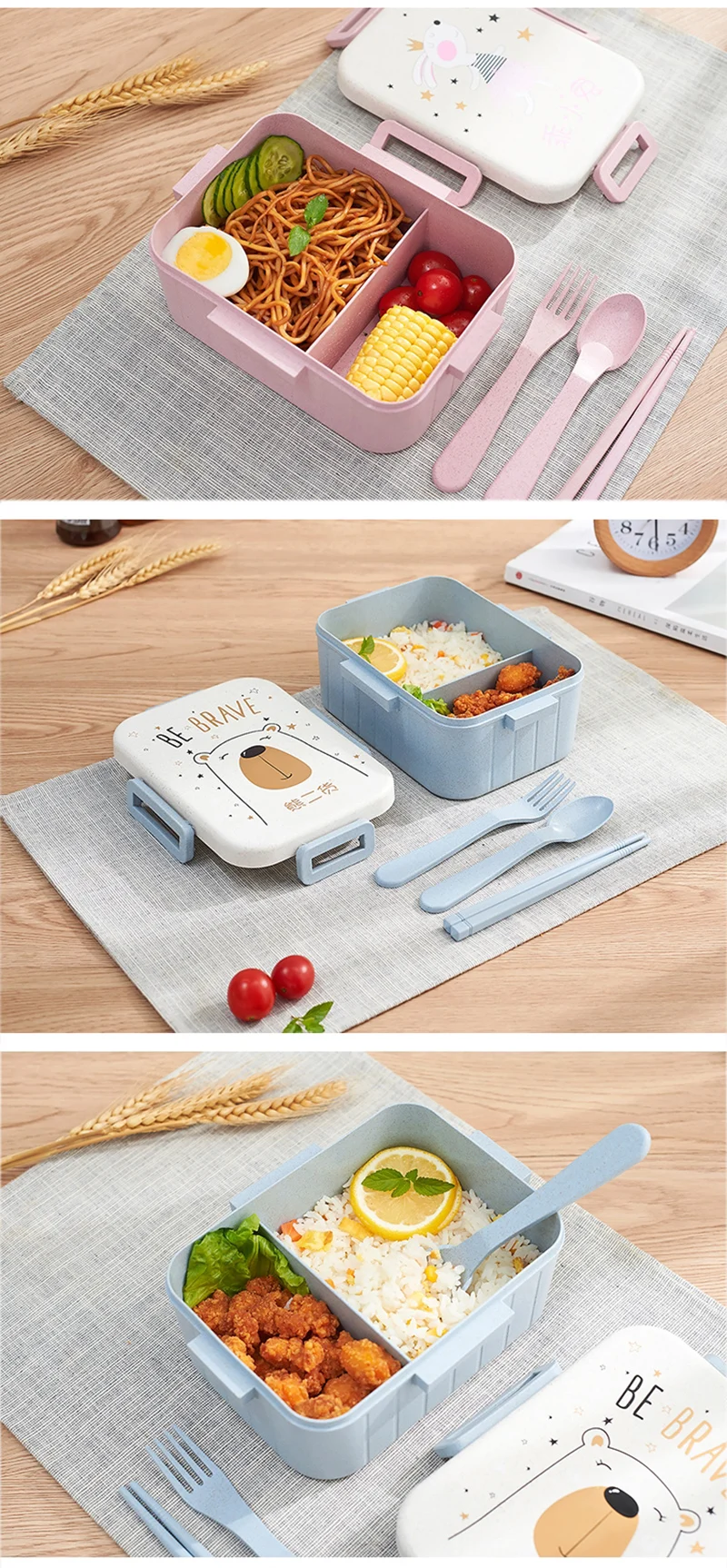 TUUTH Cute Cartoon Lunch Box Microwave Dinnerware Food Storage Container Children Kids School Office Portable Bento Box B1