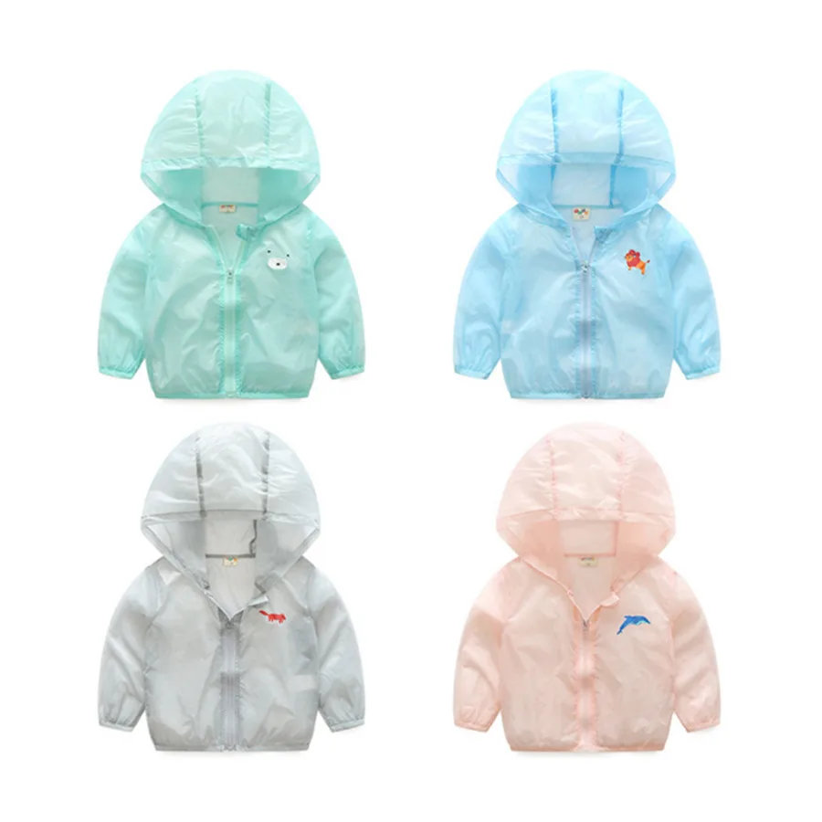Kids Summer UV Protection Wear Candy Color Long Sleeve Thin Coat Cute Cartoon Children's Suntan-proof for 2-6 Years Baby | Детская