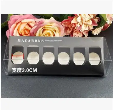 Роскошные прозрачные ПВХ оконные коробки для макарон упаковочная коробка для 6 Макарон 23*8,5*5 см вечерние принадлежности упаковочная коробка для десерта - Цвет: Черный