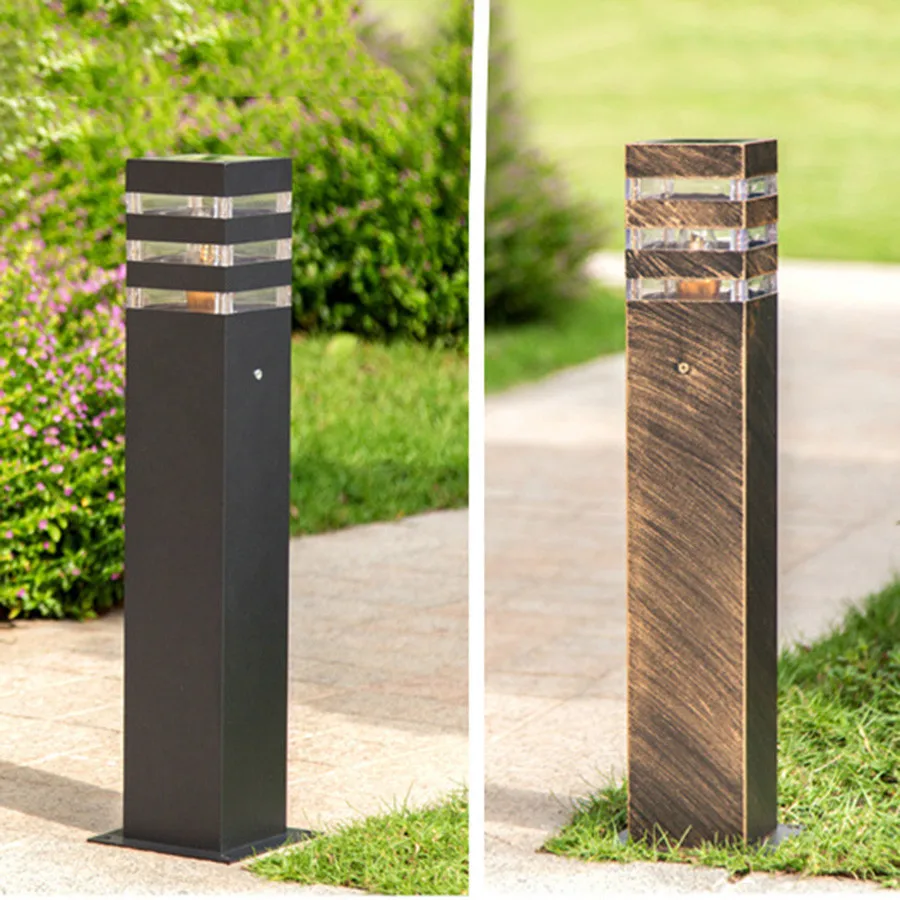 Jardim ao ar Lâmpada de Alumínio Thrisdar Livre Caminho Gramado E27 Villa Pátio Pilar Paisagem Parque Rua Bollard Luz 9 luz e27 villa pátio pilar gramado lâmpada