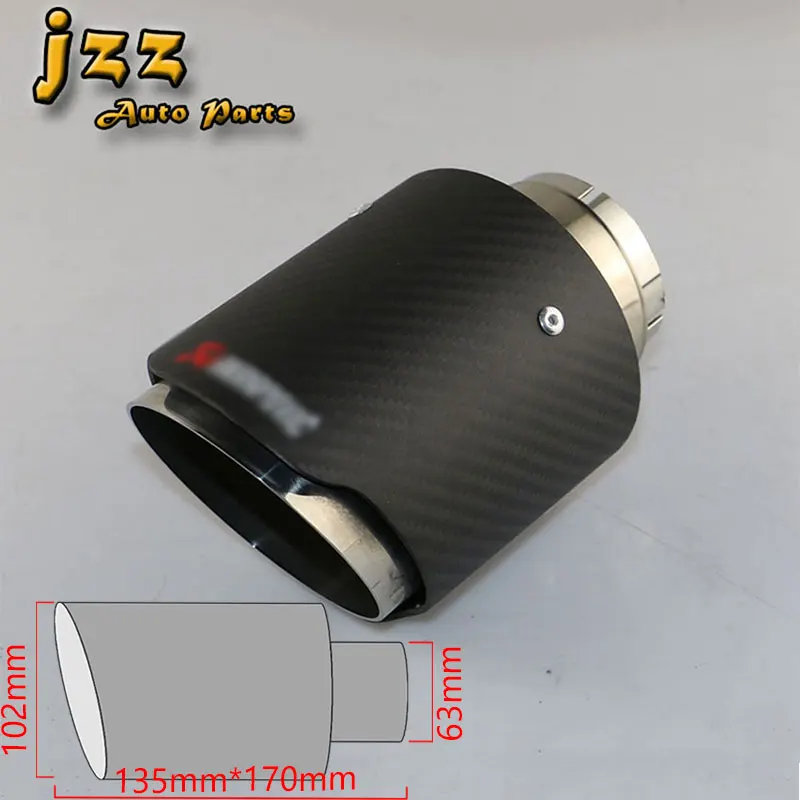 JZZ Car 63mm matte Carbon font b exhaust b font tip Stainless Steel Twill And Matte