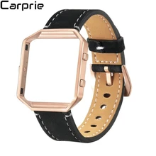 Новая лучшая цена! Роскошные часы с ремешком из натуральной кожи, ремешок на запястье+ металлический каркас для Fitbit Blaze Смарт-часы Прямая aug3