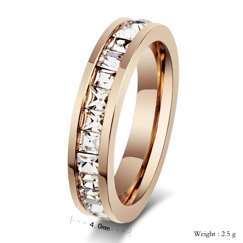 Vnox Для женщин обручальное розового золота кольца цвета Нержавеющая сталь Кольца для Для женщин Обручение Jewelry Альянс Femme Mariage