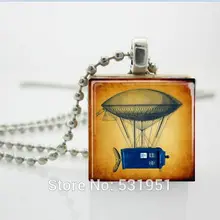 De Madera Vintage collares tiempo Tardis collar con diseño de máquina-Dr que de globo de aire caliente-scrabble azulejos para joyería