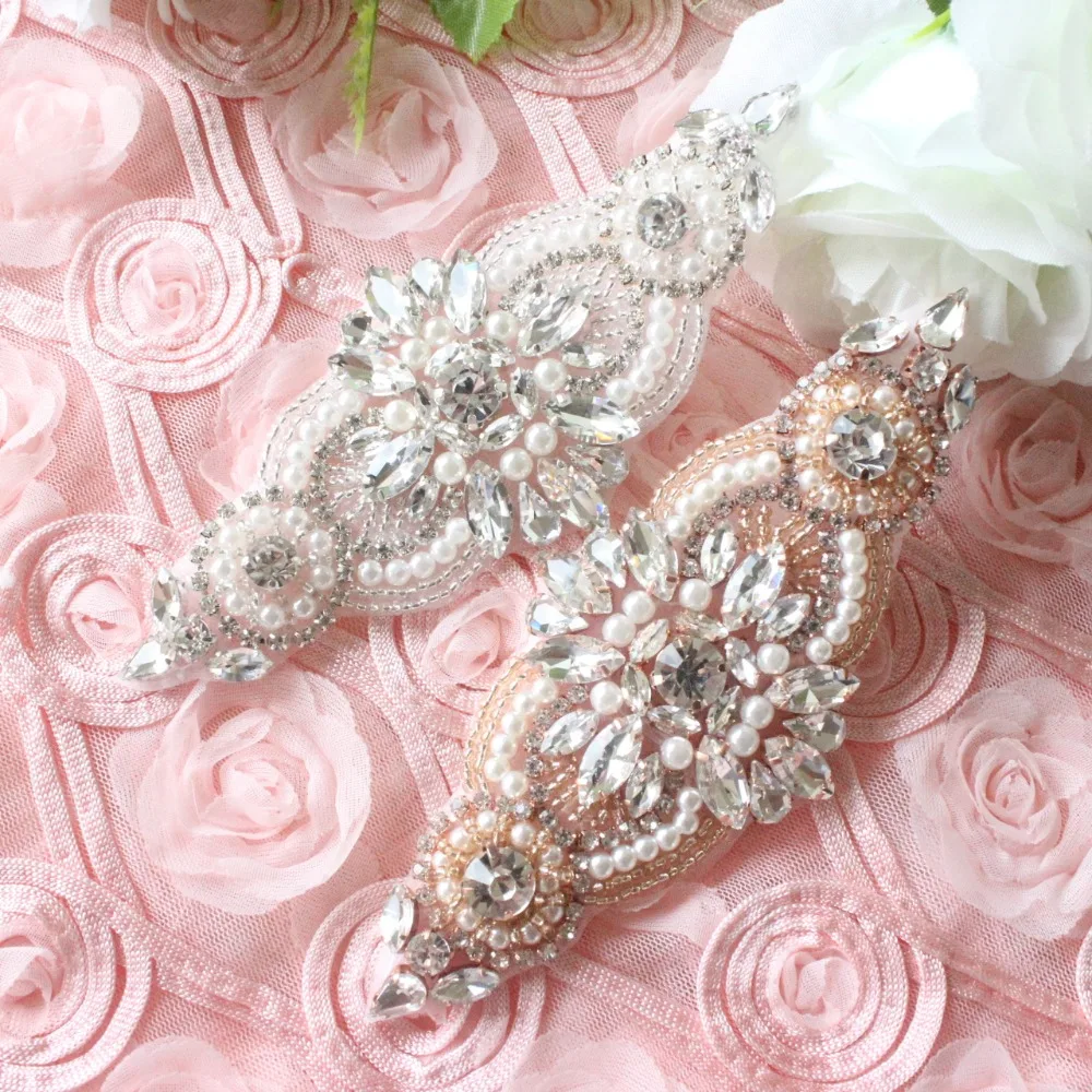 (10 pieces) Hand beaded black rhinestone applique Iron on sew crystal patches for wedding dress bridal sash belts | Дом и сад