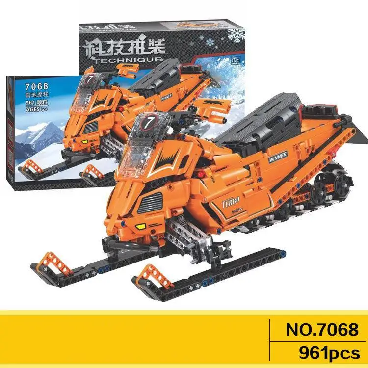 

Winner 7068 961pcs Technic Turbo Snowmobile Moto Snow Motorcycle Motorbike Building Blocks Educational DIY Bricks Toys