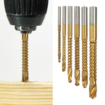

DIYWORK 6pcs/set Titanium Coated HSS Drill Bit Electric Drill 3-8mm Plastic Metal Hole Grooving Drill Saw