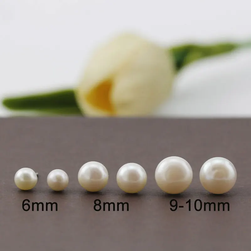 CHUKUI Sterling Silver 925 Real Freshwater Pearl Stud Earrings Gifts For Women Girls Oorbellen Kolczyki Wholesale Jewelry S925 (7)