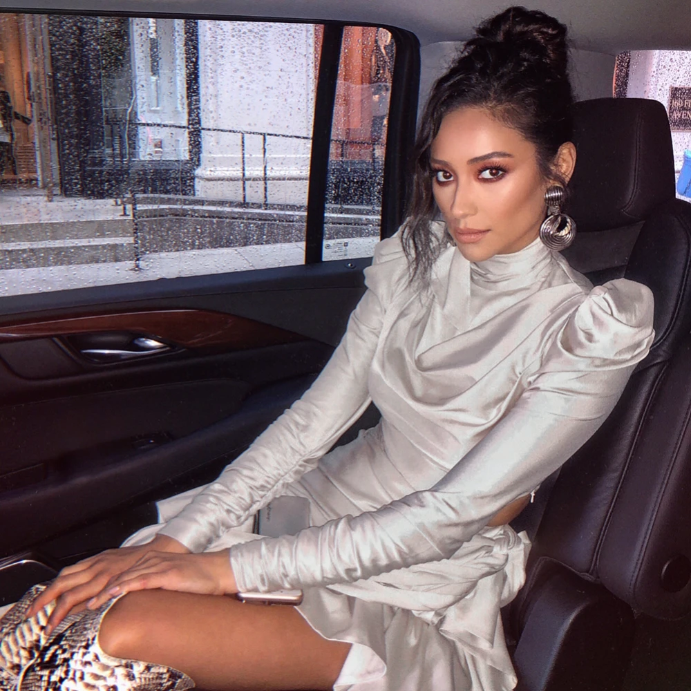 

2019 New Women Long Sleeve Turtleneck Beige Sashes Fashion Dress Solid Satin Eelgant Vestidos Evening Celebrity Sexy Festa